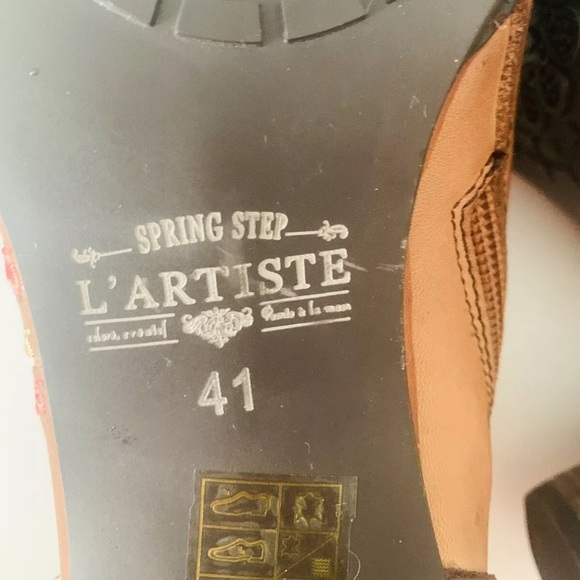 Spring Step L’artiste Leather Heeled Booties Women Size 9.5 Brown Western Rodeo - Picture 10 of 11